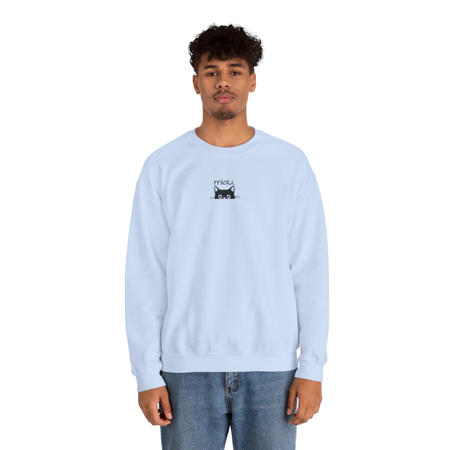 Sudadera unisex de cuello redondo con diseño de gato adorable: perfecta para los amantes de los gatos.