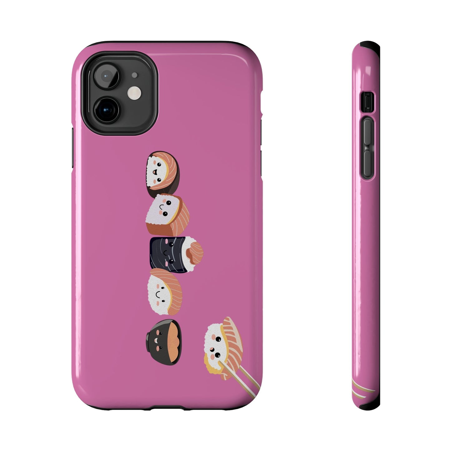Funda rígida para teléfono con diseño de sushi: un divertido diseño rosa para amantes de la comida.