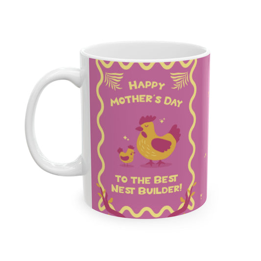Taza de cerámica "Feliz Día de la Madre": el regalo perfecto para quienes construyen nidos.