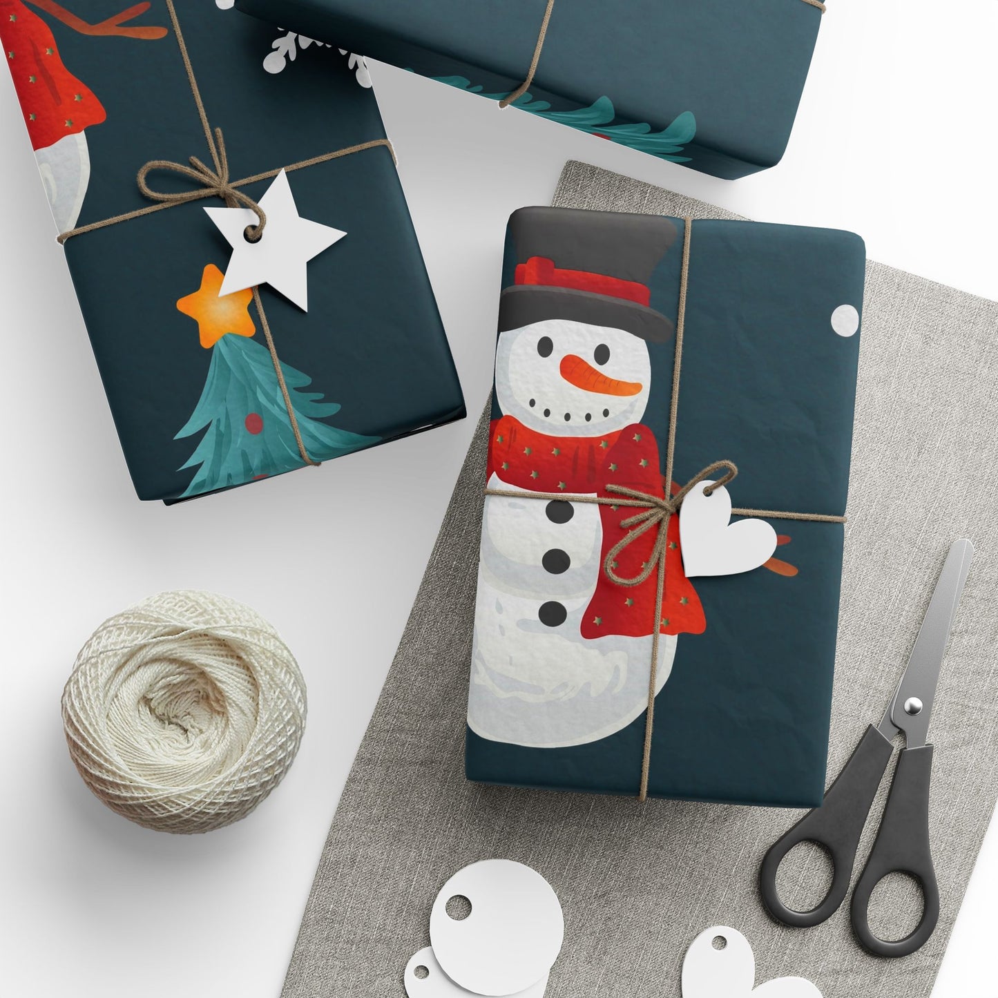 Festive Snowman & Tree Christmas Wrapping Paper Roll