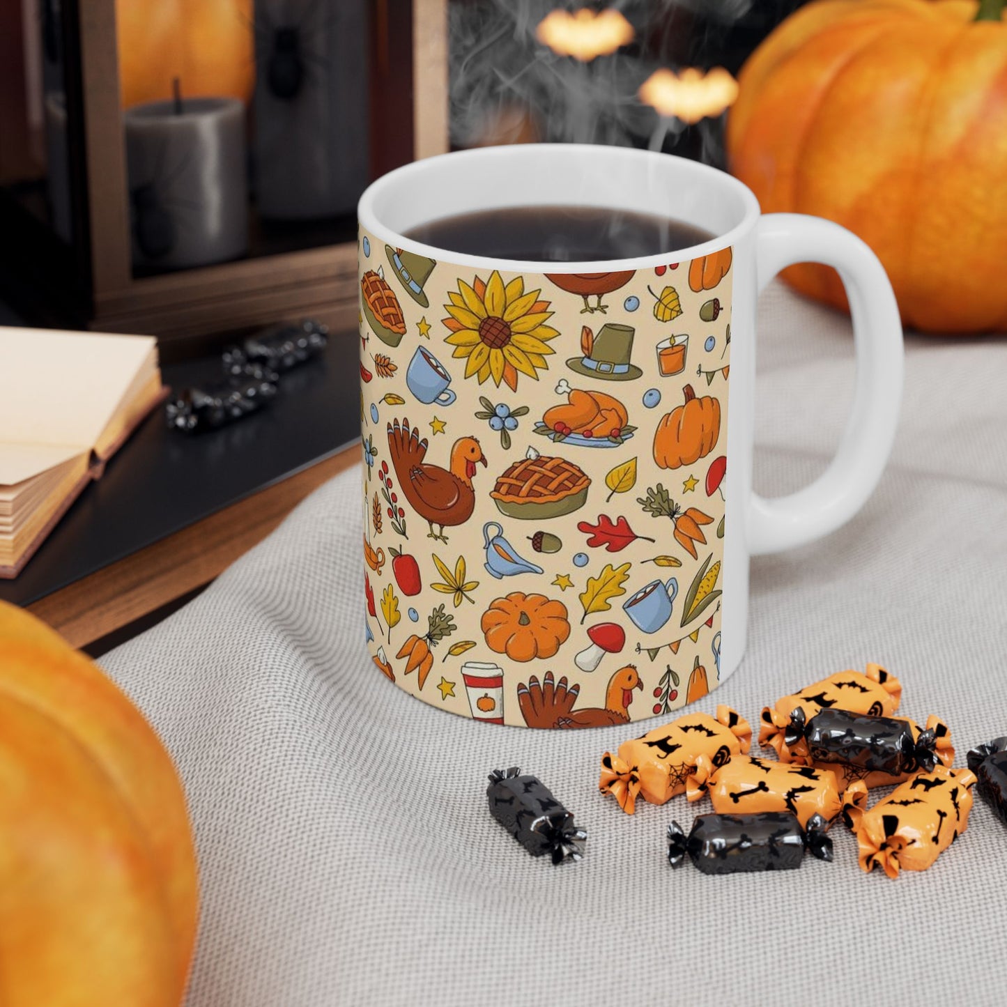 Autumn-Themed Ceramic Mug | Cozy Harvest Design for Fall