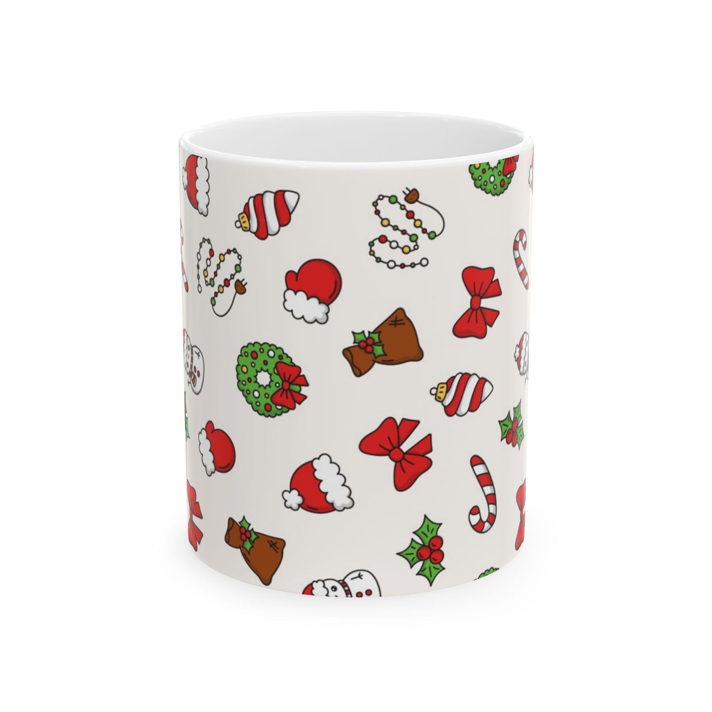 Holiday Cheer Ceramic Mug - Festive 11oz Cups with Christmas Designs