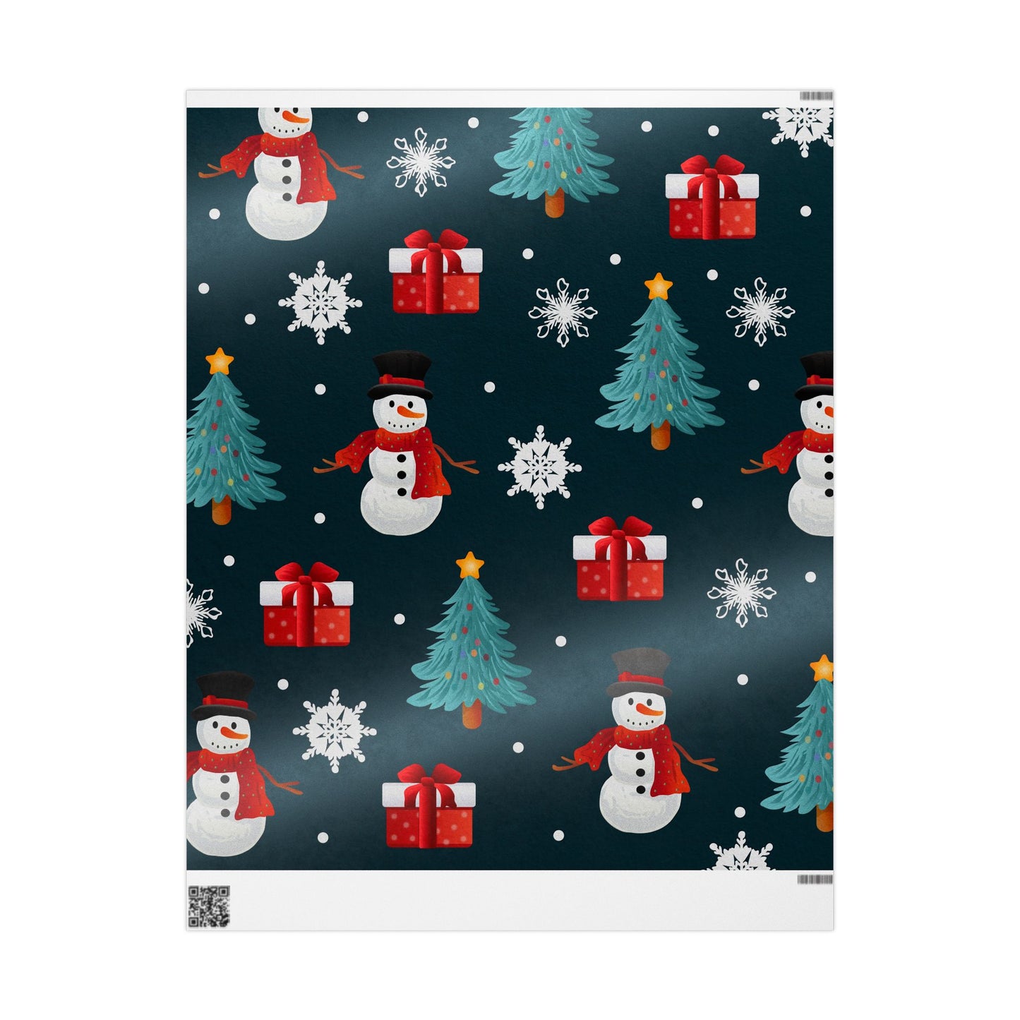 Festive Snowman & Tree Christmas Wrapping Paper Roll