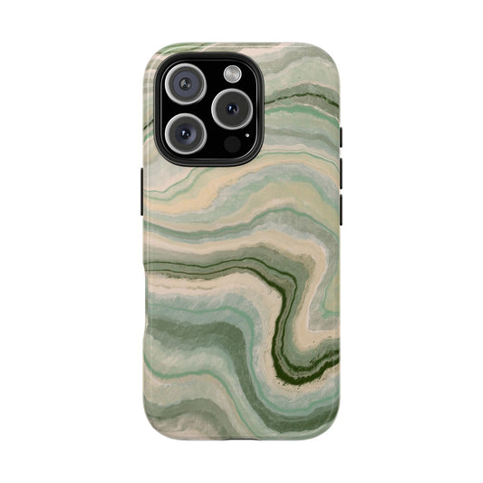 Stylish Tough Phone Case - Marble Green Design