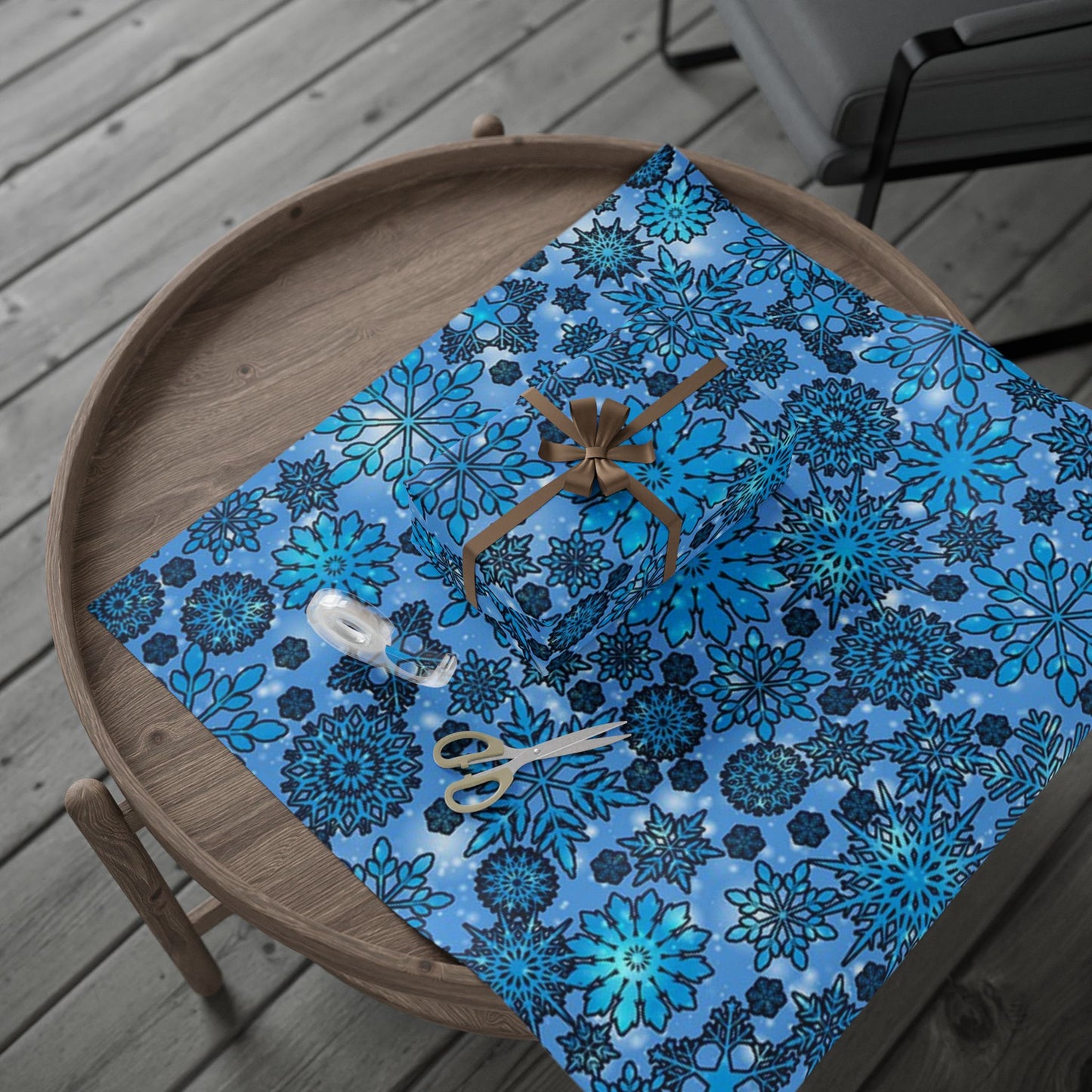 Blue Floral Wrapping Paper — Decorative Gift Wrap for Birthdays & Holidays
