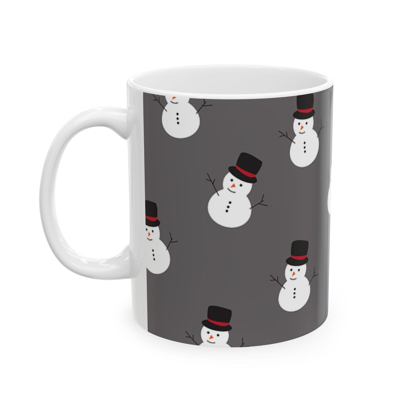 Snowman Pattern Ceramic Mug — Cute Winter Holiday Coffee Cup (11oz)