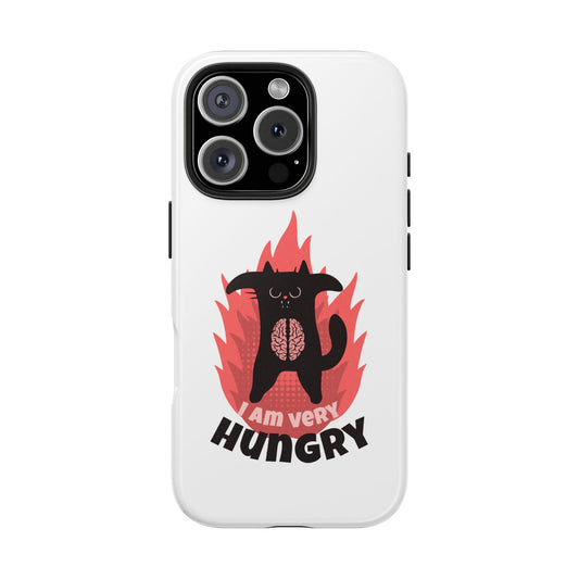 Funda resistente para teléfono con diseño de gato hambriento: diseño animal bonito y duradero
