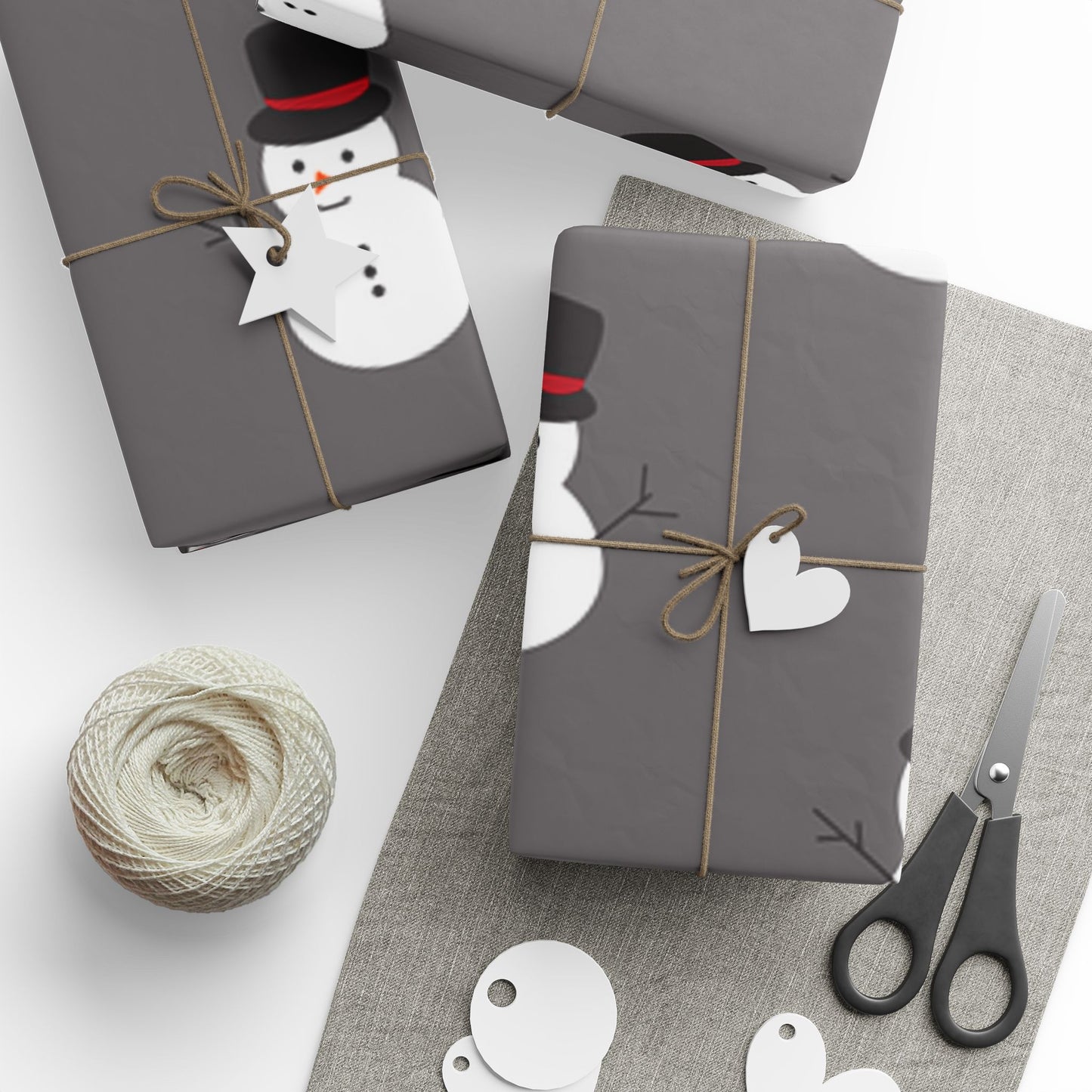 Snowman Pattern Wrapping Paper – Festive Grey Holiday Gift Wrap