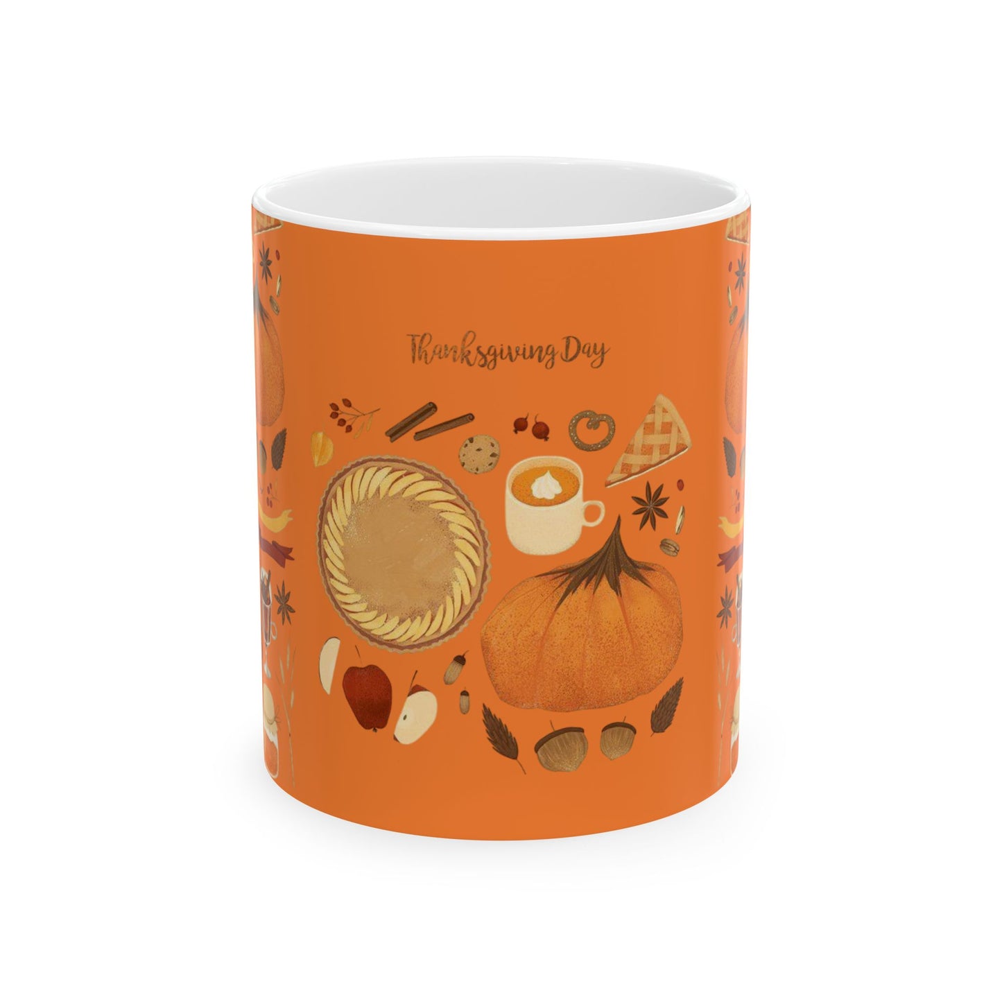 Thanksgiving Celebration Ceramic Mug - Festive Fall Design 11oz