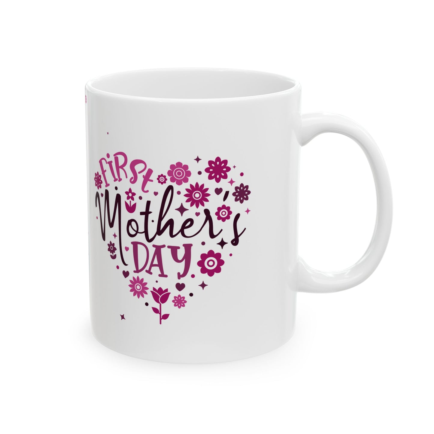 Taza de cerámica con diseño floral de corazón para el primer día de la madre: el regalo perfecto para las nuevas mamás.