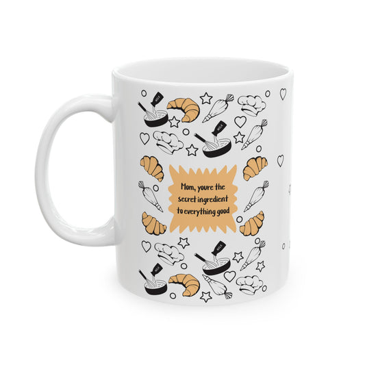 Taza de cerámica con el ingrediente secreto de mamá: diseño de cocina encantador, regalo perfecto para el Día de la Madre.