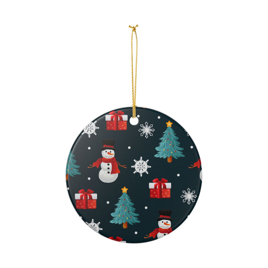 Christmas Tree & Snowman Ceramic Ornament – Holiday Gift Tag Decoration