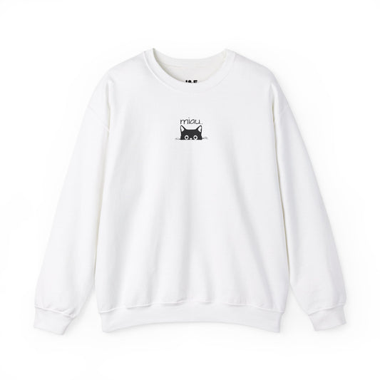 Sudadera unisex de cuello redondo con diseño de gato adorable: perfecta para los amantes de los gatos.