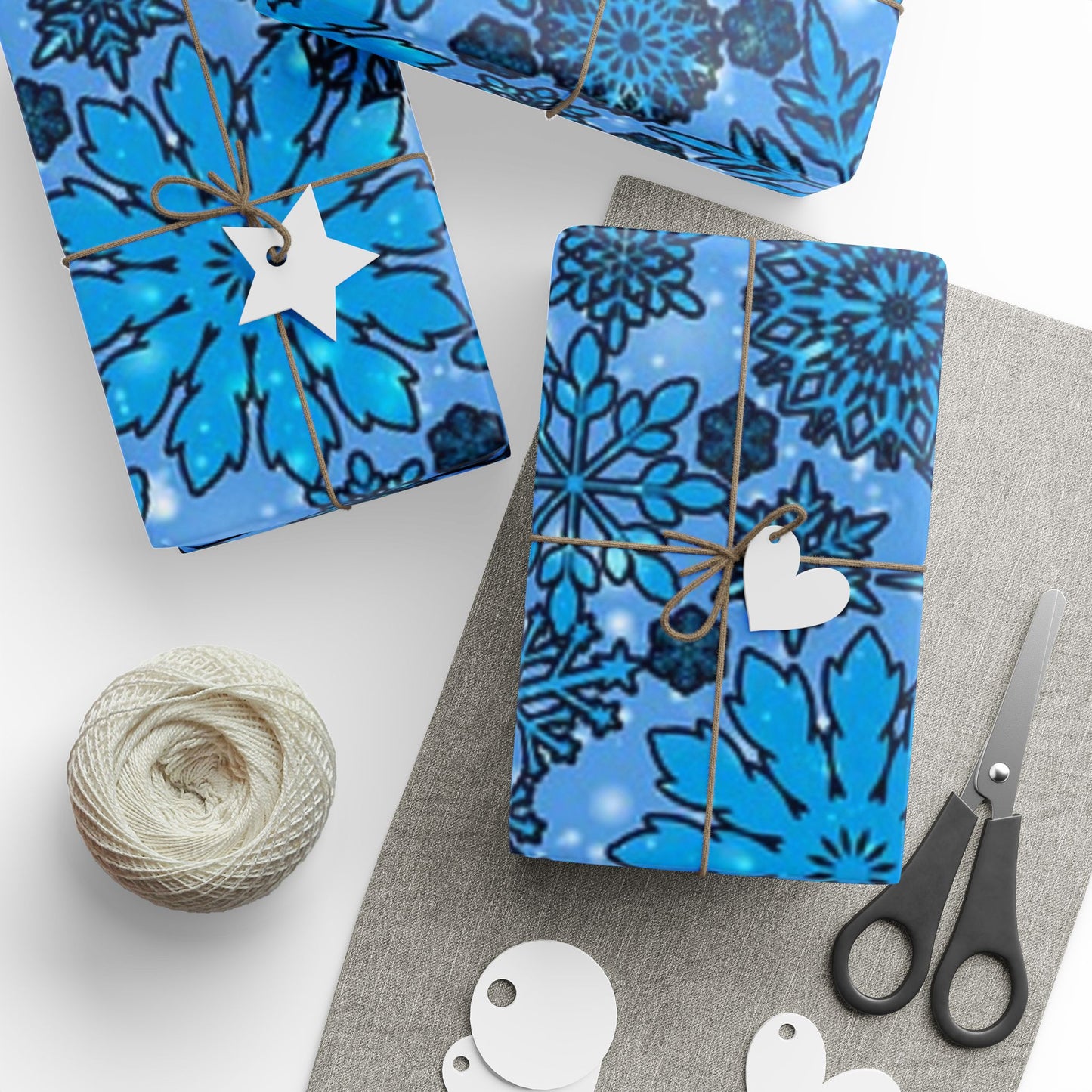 Blue Floral Wrapping Paper — Decorative Gift Wrap for Birthdays & Holidays