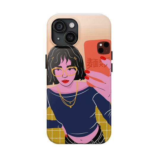 Trendy Tough Phone Case with Chic Illustration