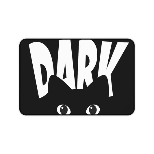 Black Cat Theme Desk Mat - 'DARK' Design for Cat Lovers