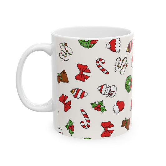 Holiday Cheer Ceramic Mug - Festive 11oz Cups with Christmas Designs