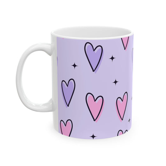 Cute Heart Pattern Ceramic Mug - Perfect Gift for Lovebirds
