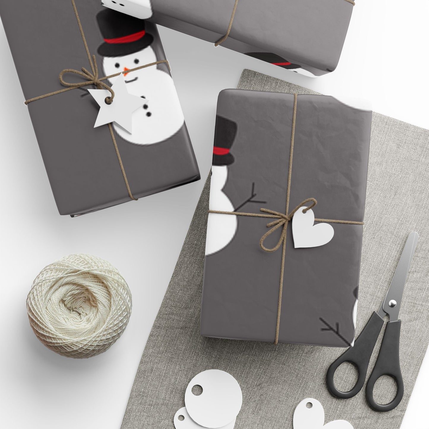 Snowman Pattern Wrapping Paper – Festive Grey Holiday Gift Wrap