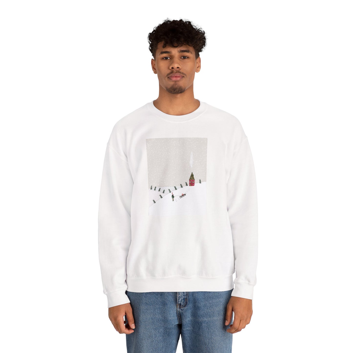 Winter Church Snow Scene Crewneck Sweatshirt