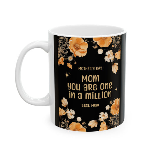 Taza floral para el Día de la Madre: "Mamá, eres única"