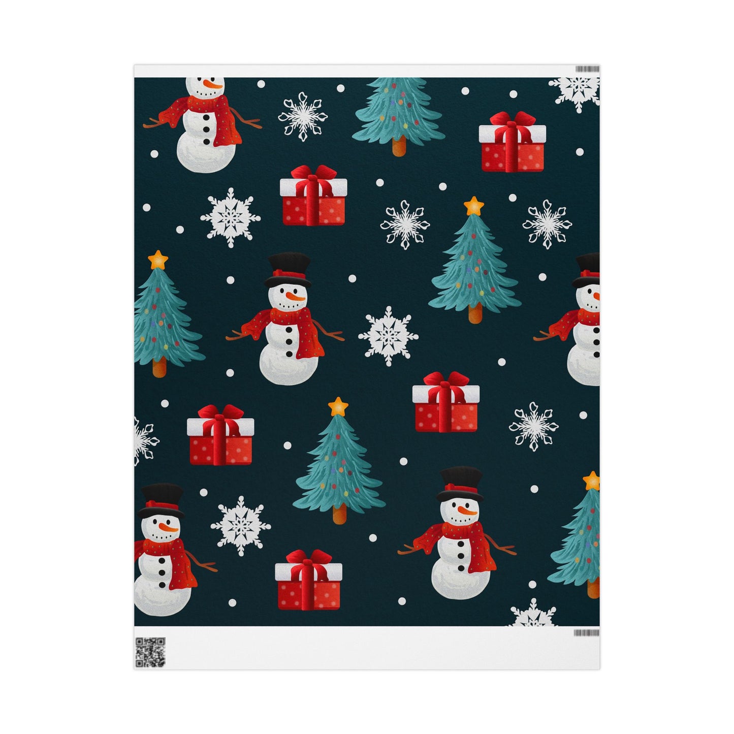 Festive Snowman & Tree Christmas Wrapping Paper Roll