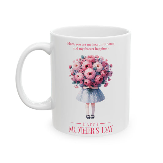 Taza de cerámica "Feliz Día de la Madre" - Diseño floral