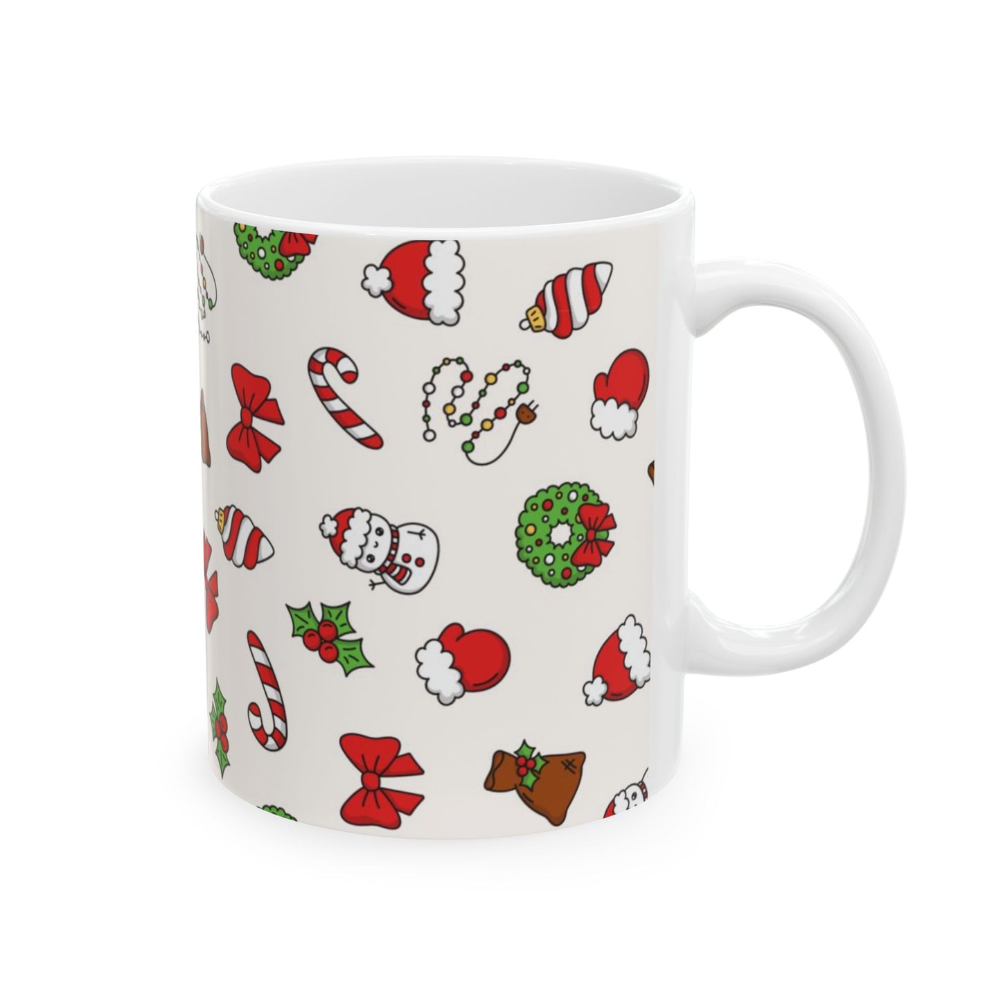 Holiday Cheer Ceramic Mug - Festive 11oz Cups with Christmas Designs