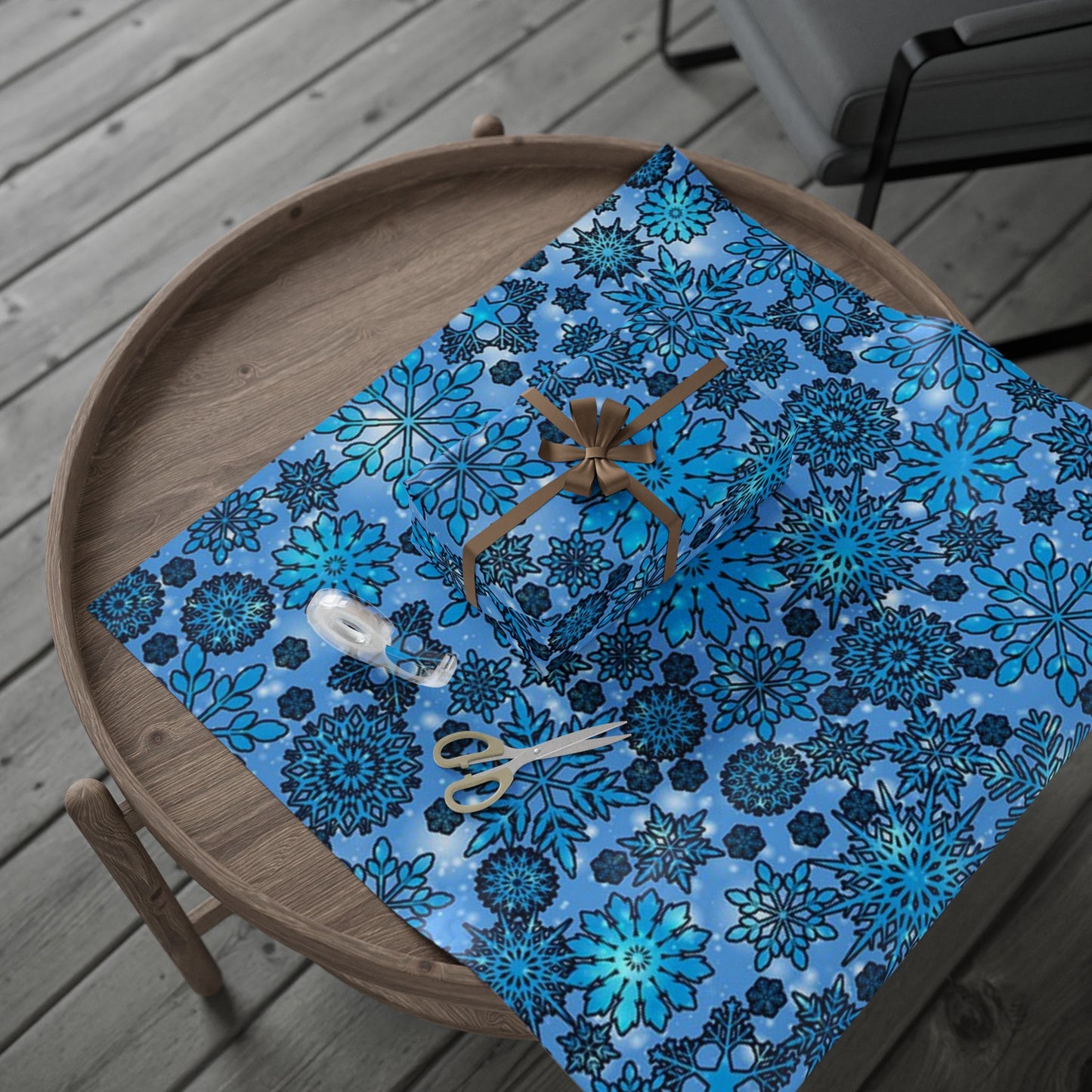 Blue Floral Wrapping Paper — Decorative Gift Wrap for Birthdays & Holidays
