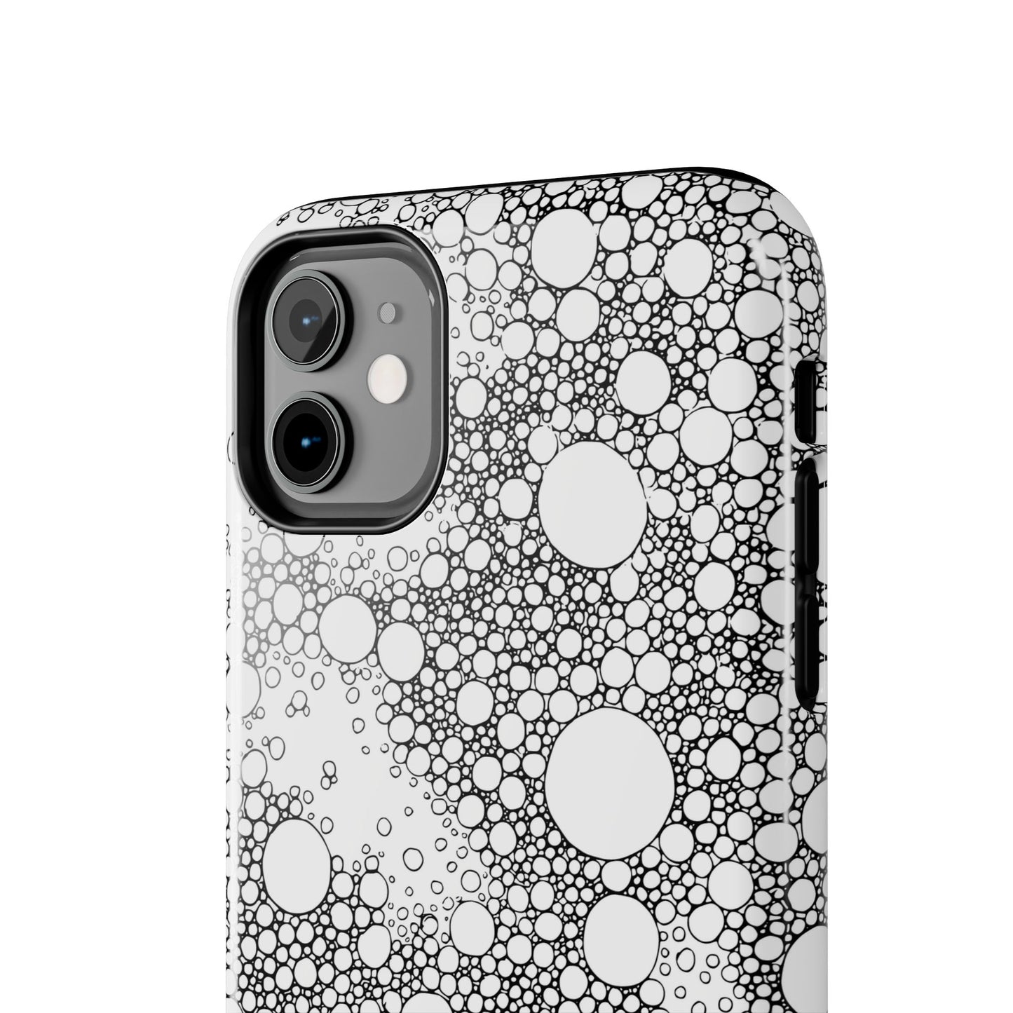 Funda resistente y elegante con diseño de burbujas: protección duradera para tu dispositivo.
