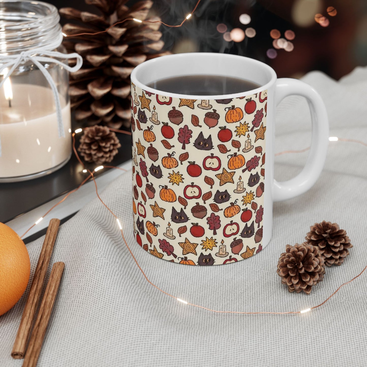 Fall Pumpkin Ceramic Mug, Autumn Coffee Cup
