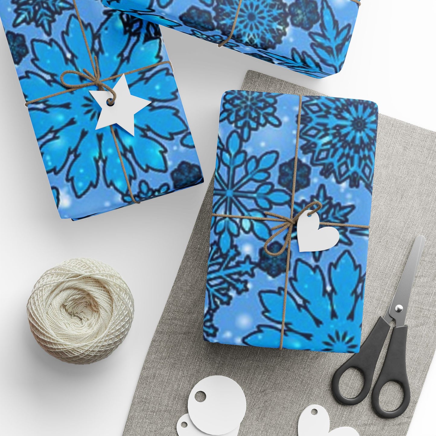 Blue Floral Wrapping Paper — Decorative Gift Wrap for Birthdays & Holidays