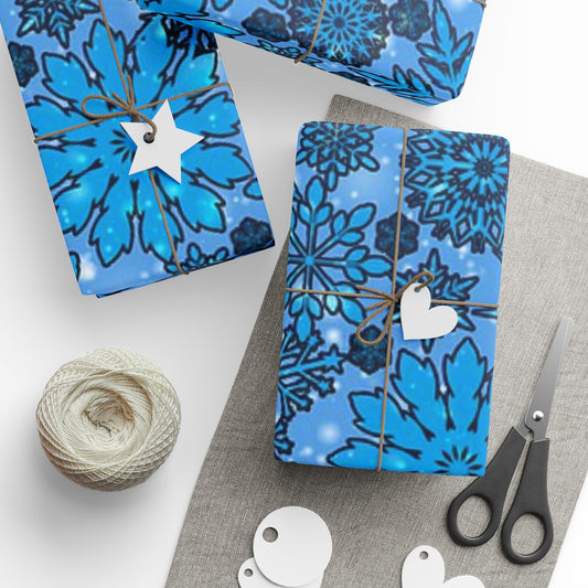 Blue Floral Wrapping Paper — Decorative Gift Wrap for Birthdays & Holidays