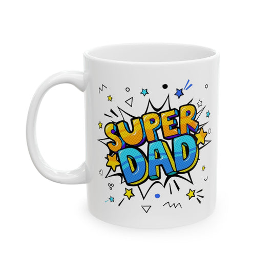 Super Dad Comic Style Ceramic Mug - Perfect Gift for Father's Day